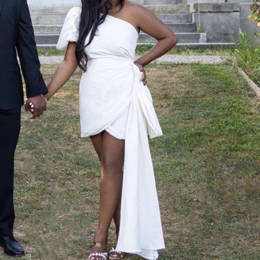 Elegant One-Shoulder White Dress
